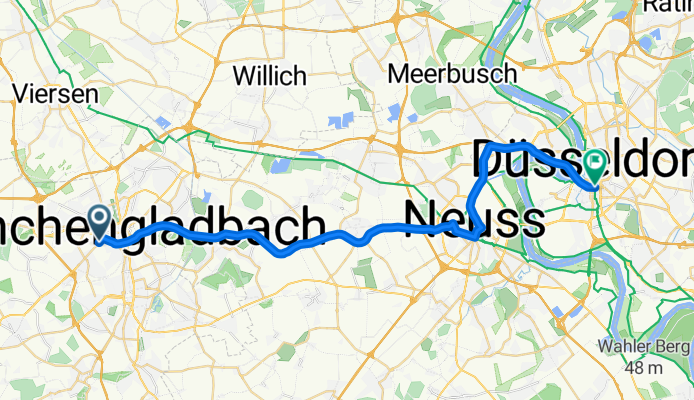 schönne radraute von mönchengladbach nach düsseldorf