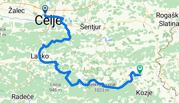 Celje-Svetina-Laško-Vrh-Jurklošter-Planina-Okič