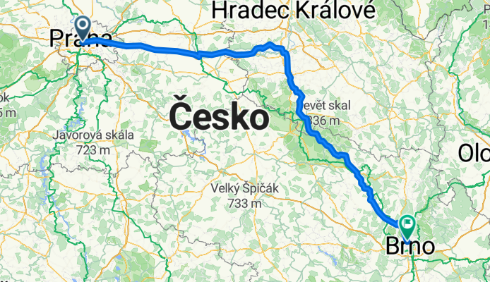 Praha &gt; Pardubice &gt; Brno