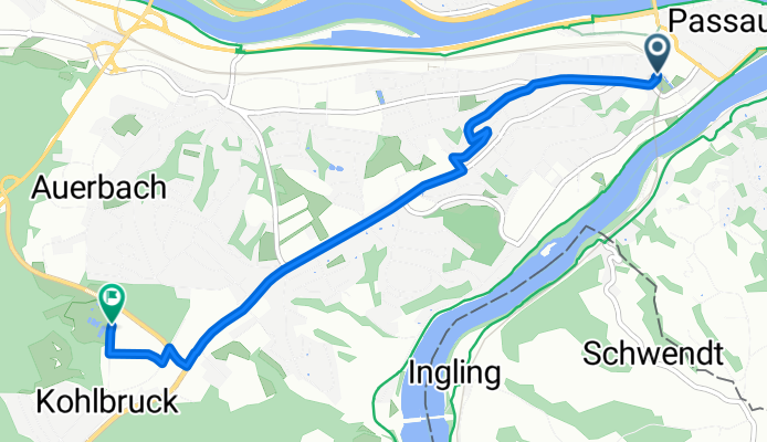 From Passau ZOB (center) to Passau PEB (pool)