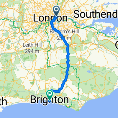 London to Brighton - a lot of climbing but quieter roads