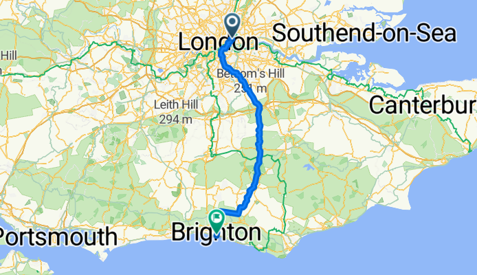 London to Brighton - a lot of climbing but quieter roads