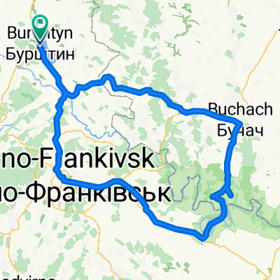 Бурштин-Бучач-Золотий Потік-Лука(дністер)-Озеряни-Тисмениця-Івано-Франківськ-Бурштин