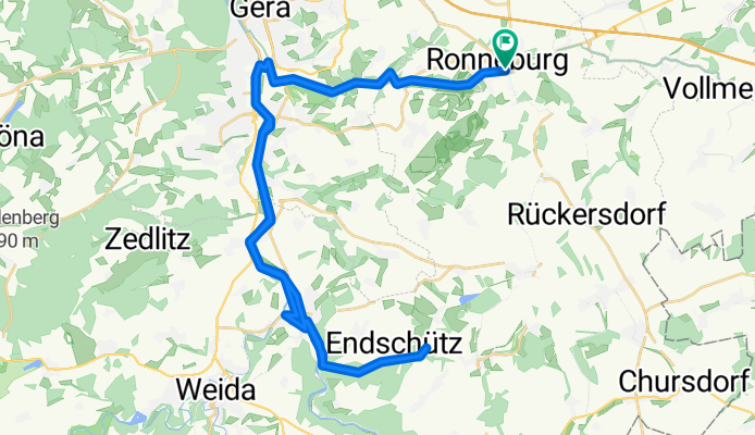 Ronneburg, Gessental, Elsterradweg, Fuchsbachtal und zurück 