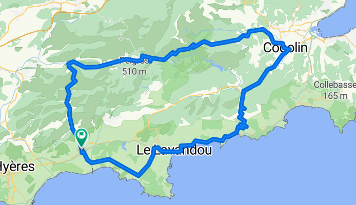 Collobrières - Départ de La Londe - Le Lavandou - Le Canadel - Gogolin - Col de Taillude - 