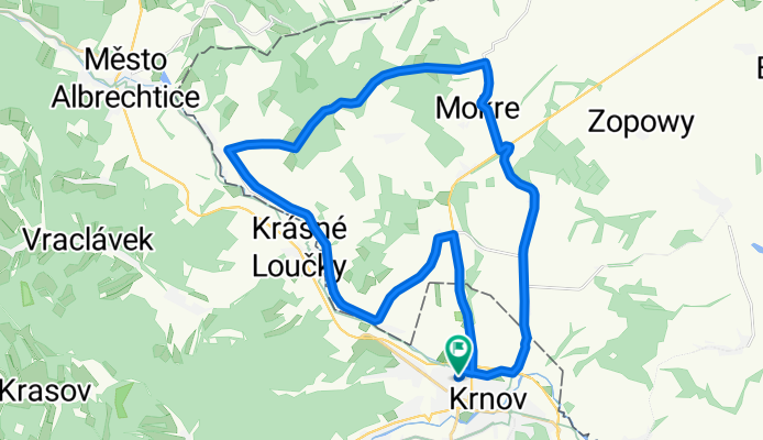 Krnov - Hlubčická - Ciernecice (PL) - Braciszow (PL) - Mokre (PL) - Opawica (PL) - Lenarcice (PL) - Pietrowice (PL)