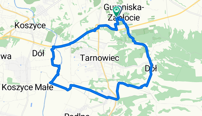 Przez Zawadę, nowodworze, do rzeki Białe, Biała w brod, do koszyc wielkich i spowrotem wzdłuż obwodnicy 