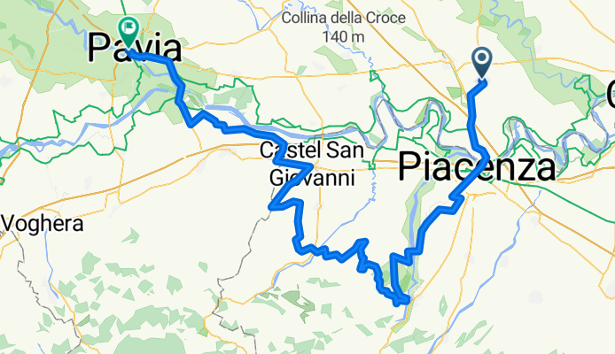 Codogno - Pavia (via Colline Piacenzese)