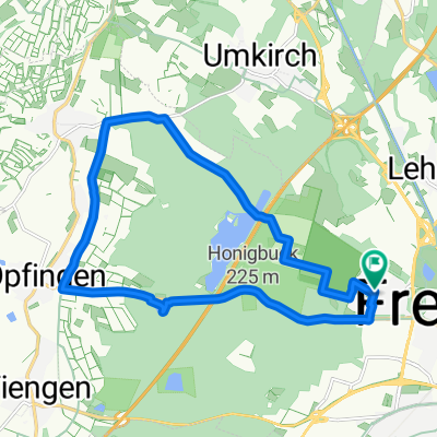 Rieselfeld -&gt; Waltershofen -&gt; Opfingen -&gt; Opfingensee -&gt; Rieselfeld