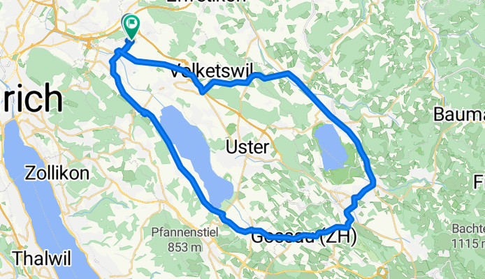 Dübendorf - Pfäffikersee - Greifensee - Dübendorf