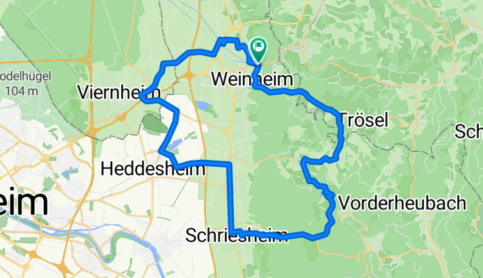 Weinheim-Rippenweiher-Viernheim-Weinheim