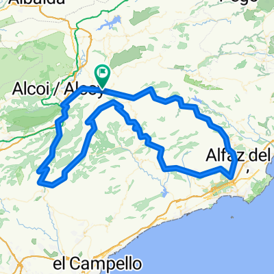 Benilloba - Confrides - Benidorm - Tudons - Penáguila - Xixona - La Carrasqueta - Alcoi - Benilloba