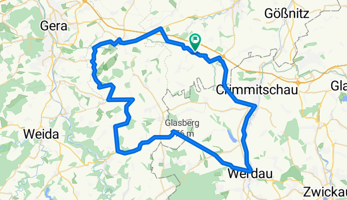 Werdau - Hilbersdorf - Ronneburg 66 km