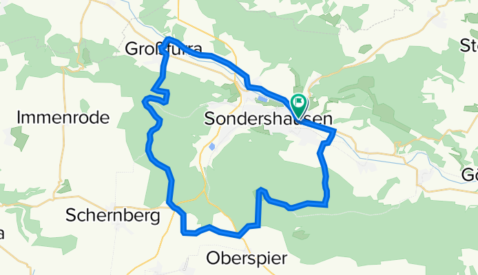 Sondershausen - Possen - Bhf Hohenebra - Schernberg - Großfurra - Sondershausen