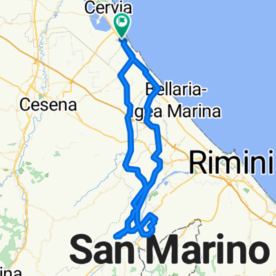 über Savignano, Poggio Berni, Torriana, Montebello, Verucchio, Santarcangelo, San Mauro a Mare zurück