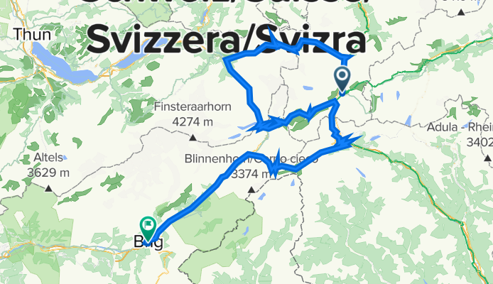 Andermatt - Sustenpass - Grimselpass - Furkapass - Gotthardpass - Nufenenpass - Brig