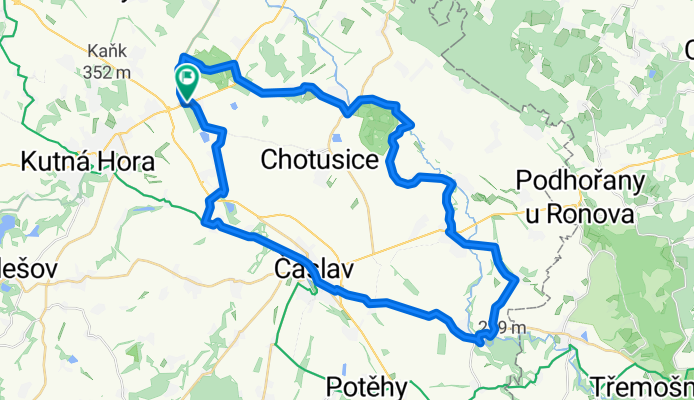 Okruh Nové Dvory - Čáslav - Žleby - Žehušice - Kačina