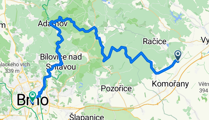 Vyškov - Křtiny - Brno