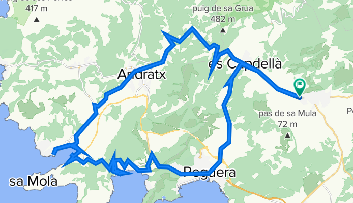 Mallorca: Calvià-es Capdellà-Andratx-Port d'Andratx-es Camp de Mar-Peguera-es Capdellà-Calvià