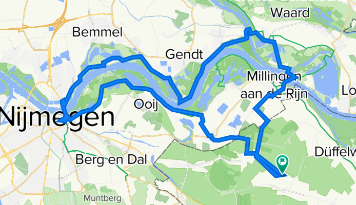 von Mehr - Millingen - Fähre nach Tolkamer - dann bis Nijmegen über die Brücke und zurück am Waal bis Mehr ca. 50 km-