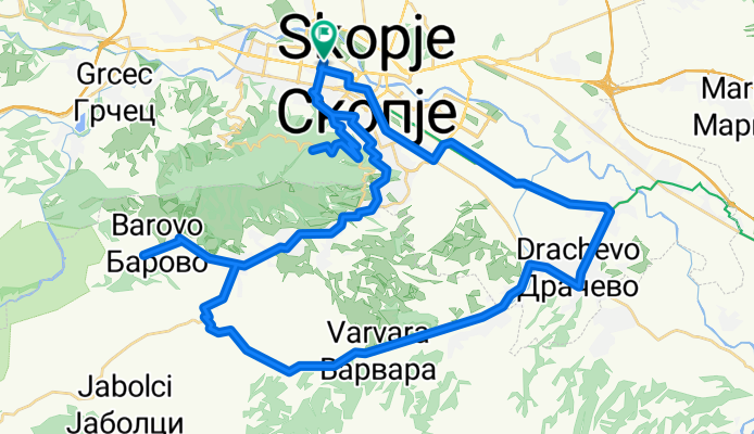 (road) Skopje-Lisice-Dracevo-D.Sonje-Sv.Petka-Przino-Sr.Vodno-Skopje