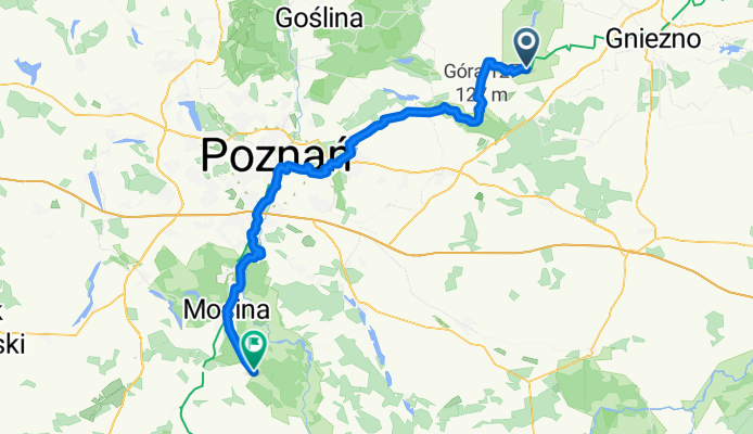 Od jezera lednica do vesnice Žabno 78 km