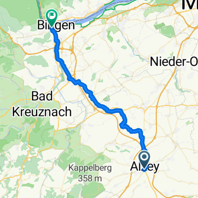 Route Alzey nach Bingen 40 km