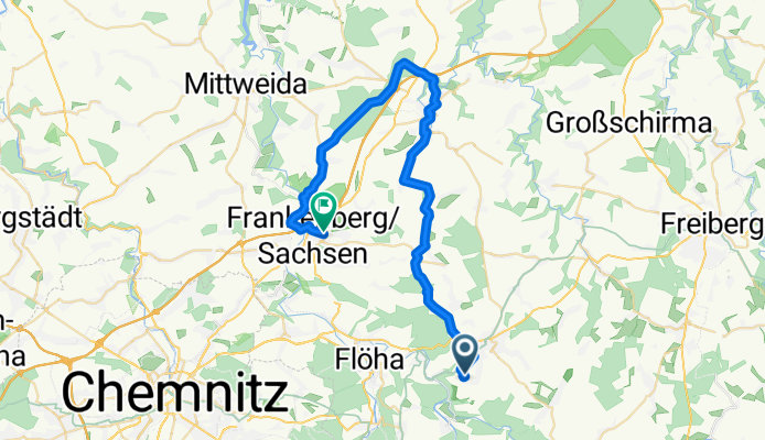 von Oederan nach Frankenberg über Hainichen