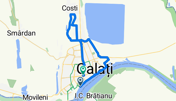 Faleza inferioara (trecere bac) - Calea Prutului - Stefan cel Mare - Sat Costi - Lac Vanatori - Papadie