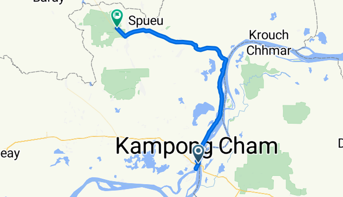 Kampong Cham to Chamkar Rubber Forest