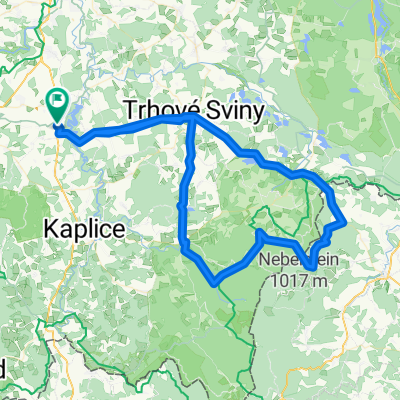 Velešín-Nové Hrady-Mandlstein-Šejby-Černé údolí-Benešov n.Č.-Trh.Sviny-Velešín