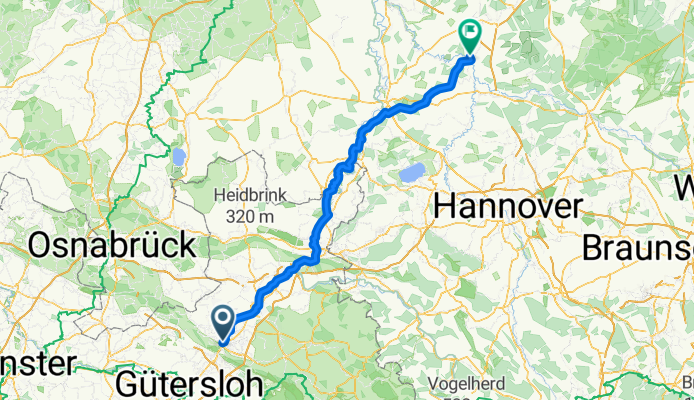 Geplante Route von meiner Freundin zum Gut