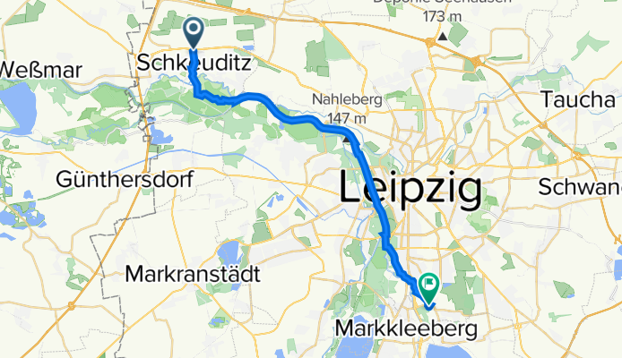 Ausfahrt von Schkeuditz nach Leipzig