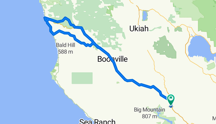 Cloverdale-Boonville-Navarro Ridge-Greenwood-Boonville-Cloverdale