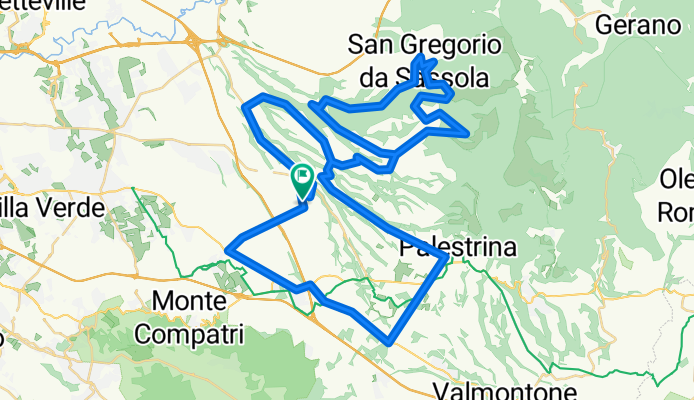 Zagarolo - Via Prenestina - Via Caipoli - Via Polense - Via Faustiniana - S.Gregorio - Casape - Poli - Gallicano - Via Pedemontana - Palestrina - Via degli Olmi