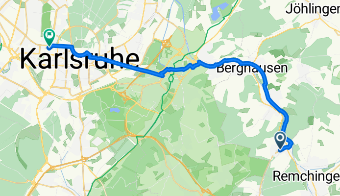 Ausfahrt von Pfinztal nach Karlsruhe