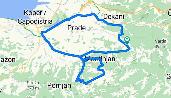 Miši, Mlin, Bertoki, Koper, Triban, Vanganel, Babiči, Marezige, Montinjan, Vanganel, Potok