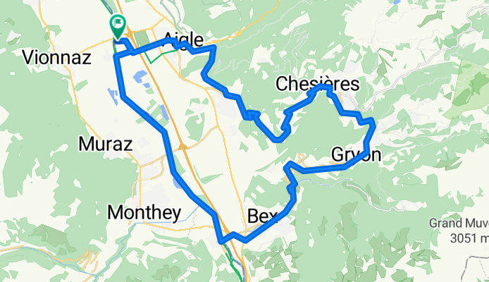 Aigle - Villars-sur-Ollon - Bex. 45K, one big climb.