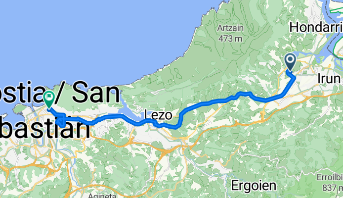 bike tour from Hondarribia to San Sebastián