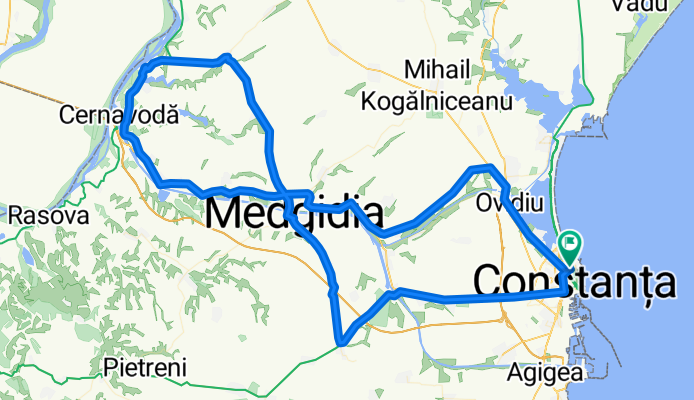 Constanța - Ovidiu - Nazarcea - Medgidia - Cernavodă - Siliștea - Medgidia - Ciocârlia - Murfatlar - Constanța
