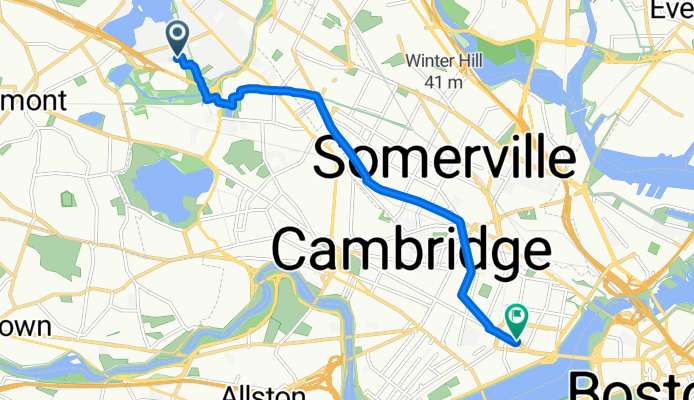 East Arlington bike trail to Davis Sq, Elm to Somerville to Broadway