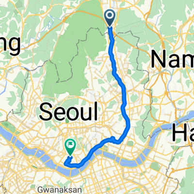 Long bike tour from Yijeongbusi to Yongsan-gu