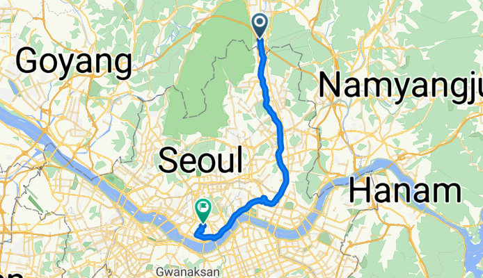Long bike tour from Yijeongbusi to Yongsan-gu