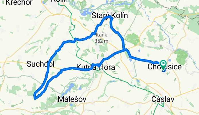 Chotusice - St. Kolín - Červené Pečky - Kutná Hora - Chotusice