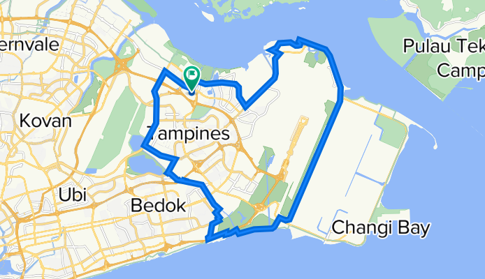 Pasir Ris to East Coast Park to Bedok Reservoir to Pasir Ris