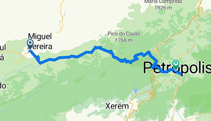 Miguel Pereira ao centro de Petrópolis