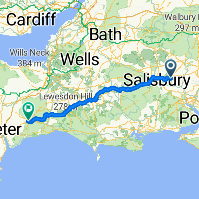 winterslow to honiton premier inn EX14 1BQ