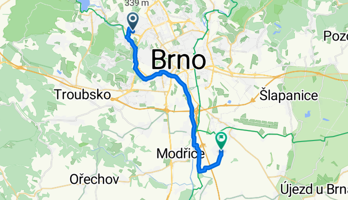 Komín - Chrlice - okolo řeky