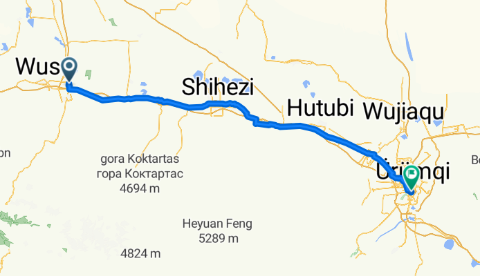 Kuytun - Urumqi ca. 256 km