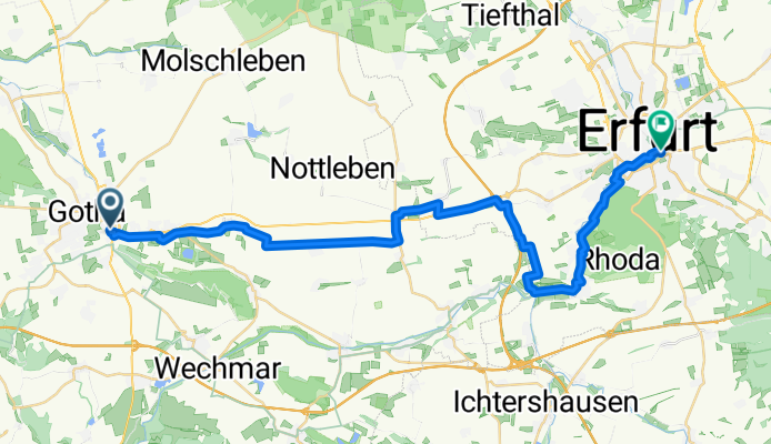 Lange Radrunde von Gotha nach Erfurt